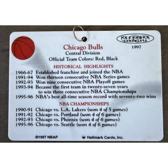 1997 Hallmark Chicago Bulls NBA Keepsake Ornament Ceramic w/ Box - Picture 4 of 4